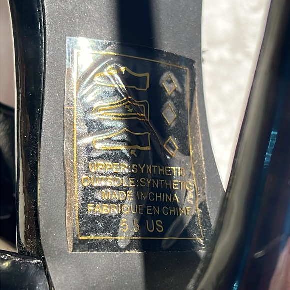 Madison by Shoe Dazzle, 5.5, black faux patent leather. Ankle laced - Picture 4 of 4